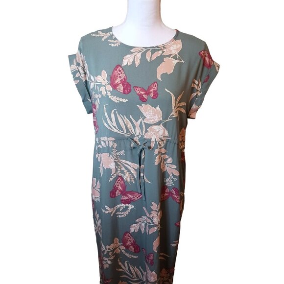 NEW Vero Moda Maternity Easy Joy Tie Short Dress Sage Green‎ Floral XS - Picture 2 of 12
